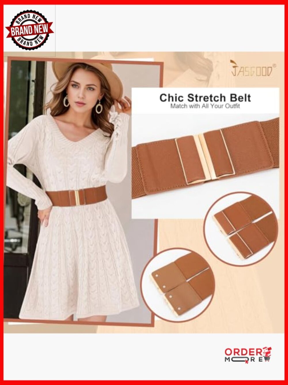 4 Pack Elastic Waist Belts - Stretchy Dress Belts for Women (Size 25-41") - Picture 5 of 7